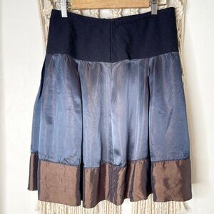United Colors Of Benetton Blue and Brown Midi Skirt